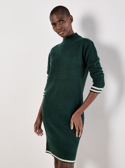 Tipped Knitted Jumper Midi Dress
