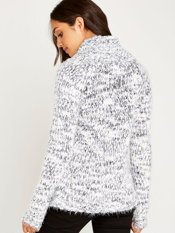 Chunky Cowl Neck Jumper, Blue, large