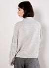 Cable Knit Roll Neck Jumper, Grey, large
