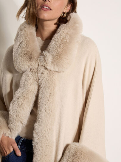 Faux Fur Trimmed Cape