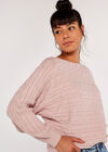 Stripe Knit Batwing Jumper, Pink, large