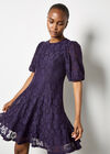 Floral Lace Skater Mini Dress, Purple, large