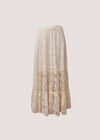 Cotton-Blend Lace Tiered Midi Skirt, Cream, large
