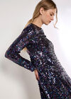 Sequin Swing Mini Dress, Black, large