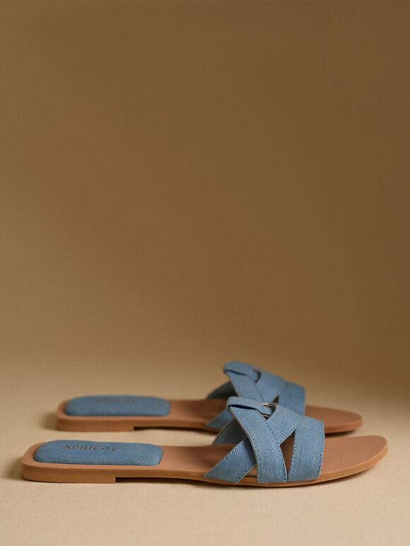 Denim Summer Sandals, Blue, large