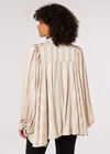 Tie-Neck Oversized Blouse, Stone, large