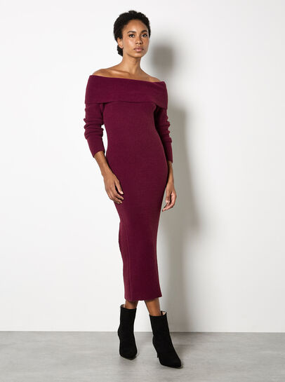 Fluffy Bardot Midaxi Dress