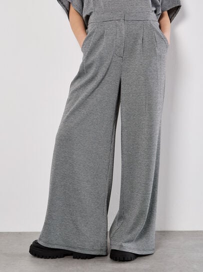 Wide Leg Dogtooth Trousers