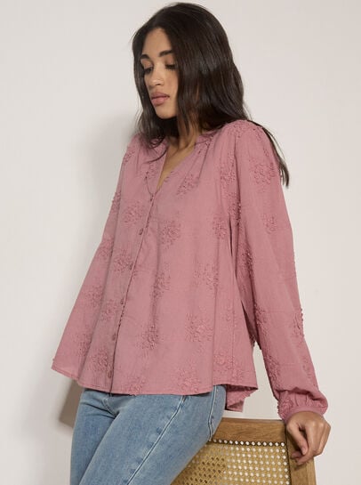 Floral Embroidered Cotton Blouse