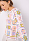 Pastel Crochet Squares Jumper, Blue, large