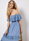 Bardot Lace Detail Maxi Dress, Blue, large