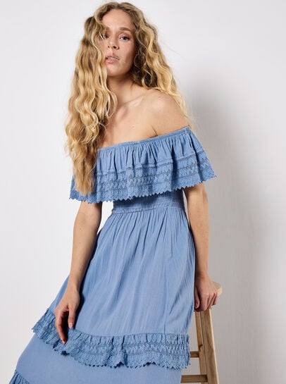 Bardot Lace Detail Maxi Dress