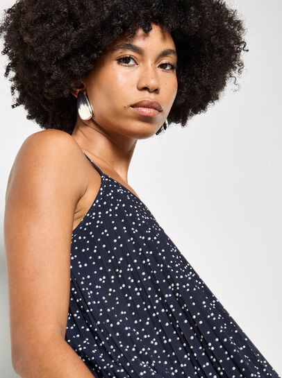 Poka Dot Pleated Chiffon Cami Top