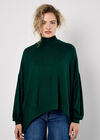 Mock Neck Oversized Soft Knit Top, Green, large