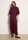 Roll Neck Ribbed Cape, Burgundy, large
