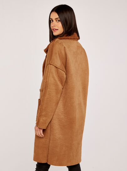 Aviator Soft Trim Suedette Coat