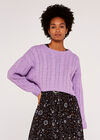 Aran Crop Jumper, Lilac, large