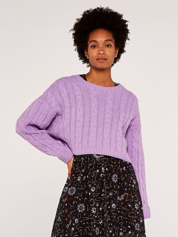 Pull court Aran, Lilas, grand