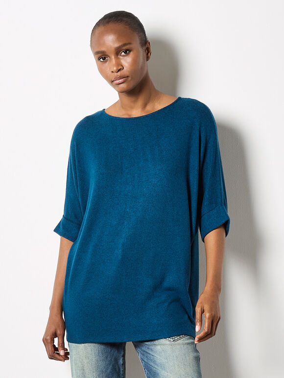 Soft Touch Batwing Top, Teal, large