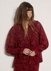 Paisley Chiffon Ruffle Blouse, Burgundy, large