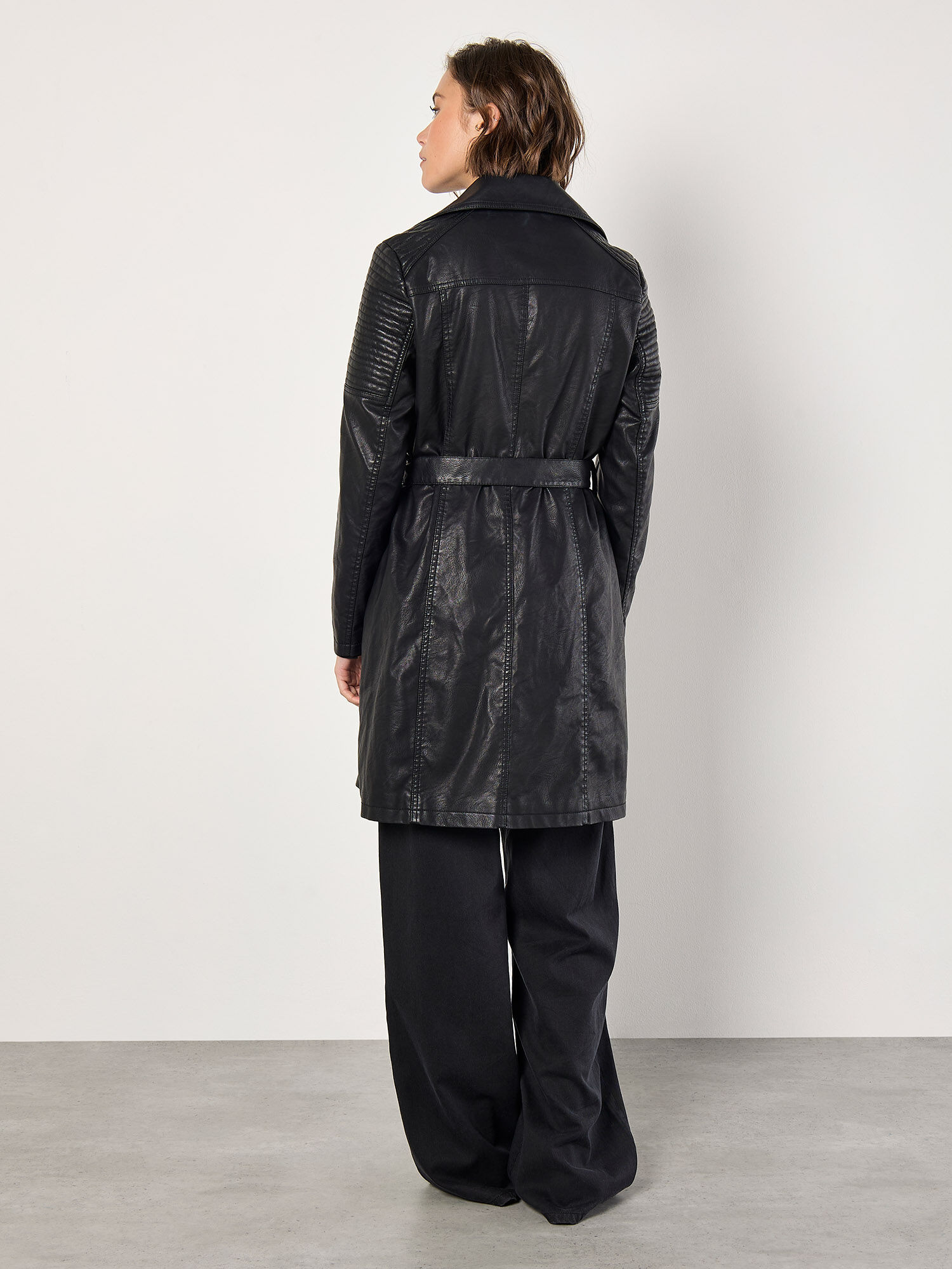 Faux Leather Biker Trench Coat | Apricot Clothing Faux Leather Biker Trench Coat | Apricot Clothing