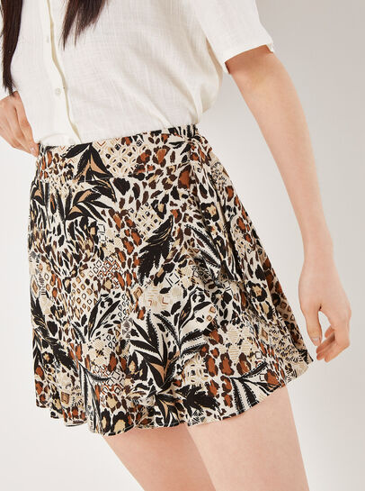 Mixed Animal Print Skort