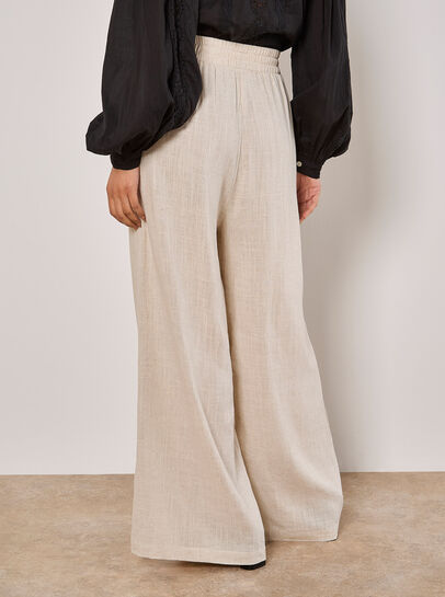 Wide Leg Linen Mix Trousers