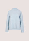 Boucl&eacute; Knit Mock Neck Jumper, Sky Blue, large