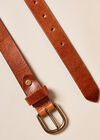 Thin  Gold Buckle Belt, Brown, large