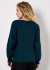 Cable Stripe Batwing Aran Jumper, Teal, large