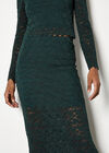 Floral Leaf Lace Midi Skirt, Green, large