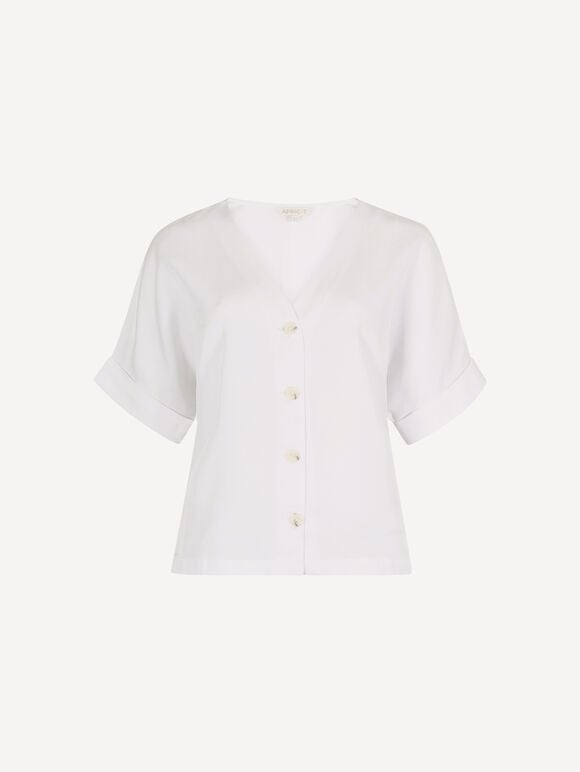 Lightweight V-neck Blouse, White, large