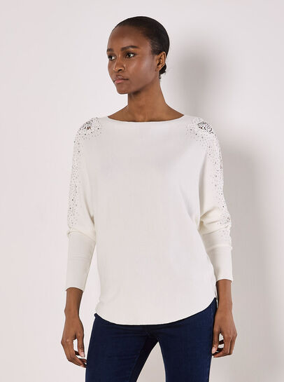 Lace Rhinestone Embellished Jumper