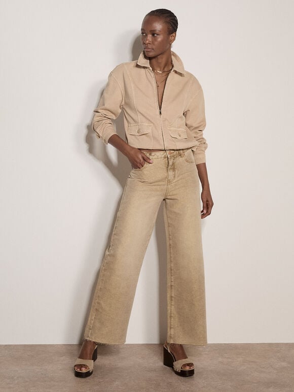 Rei Shimmer Wide-Leg Jeans, Stone, large