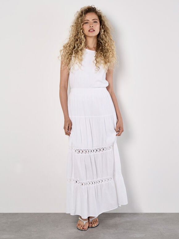 Double Layered Textured Cotton Top, White, large