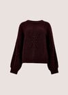 Brushed Bobble Cable Knit Jumper, Plum, large