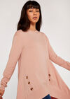 Longline Side Button Jumper, Pink, large