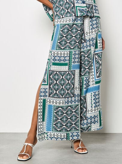 Folk Patchwork Wide Leg Trousers