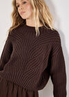 Chunky Cable Knit Jumper, Brown, large