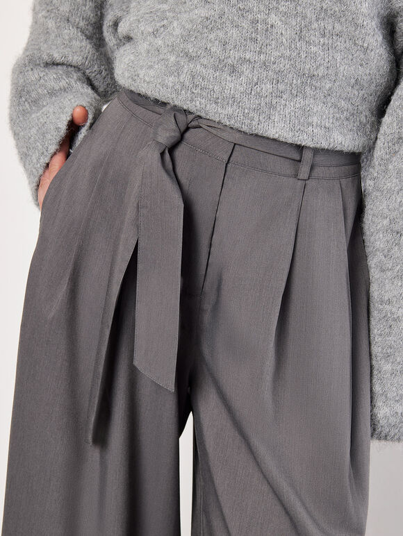 Wide-Leg Tailored Trousers, Dark Grey - Charcoal, large