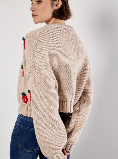 Chunky Knit Strawberry Cardigan