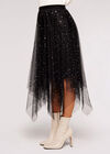 Metallic Stars Tulle Midi Skirt, Black, large