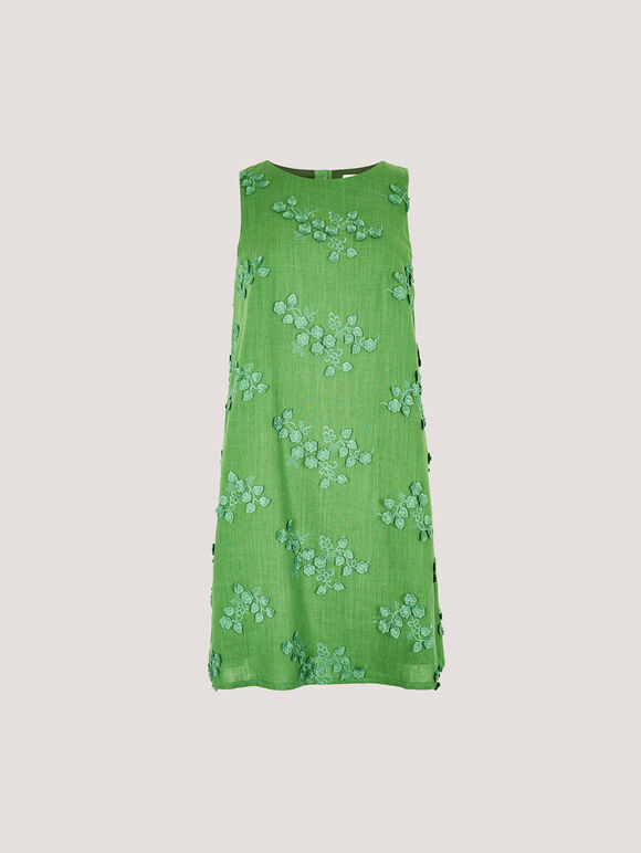 Floral Embroidered Shift Mini Dress, Green, large