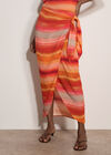 Watercolour Stripe Wrap Midi Skirt, Orange, large
