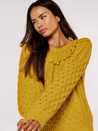 Aran Knit Pom Pom Jumper