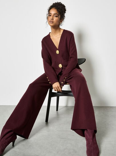 Soft Knit Wide Leg Trousers