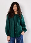 Floral Embroidered Cotton Shirt, Green, large