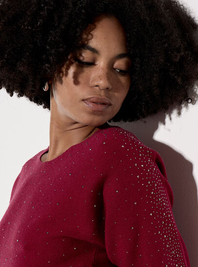 Diamante Ribbed Batwing Jumper