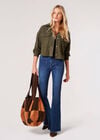 Cropped Corduroy Shacket, Khaki, large