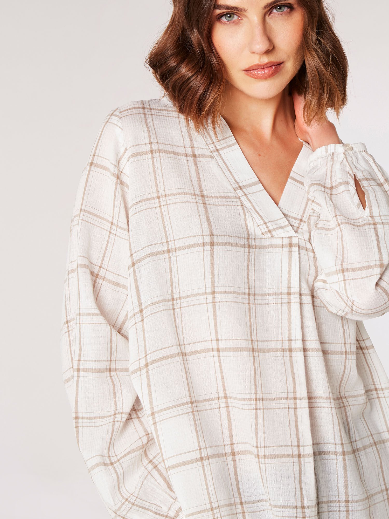 Check Print Oversized Shirt